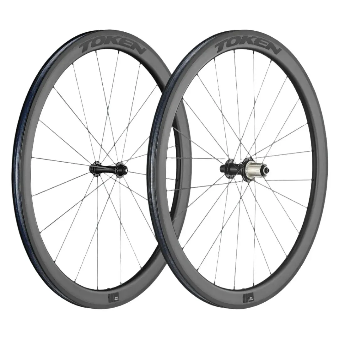 Token Resolute C45R Carbon Tubeless Ready Rim Brake Wheel - SRAM/Shimano (Black)