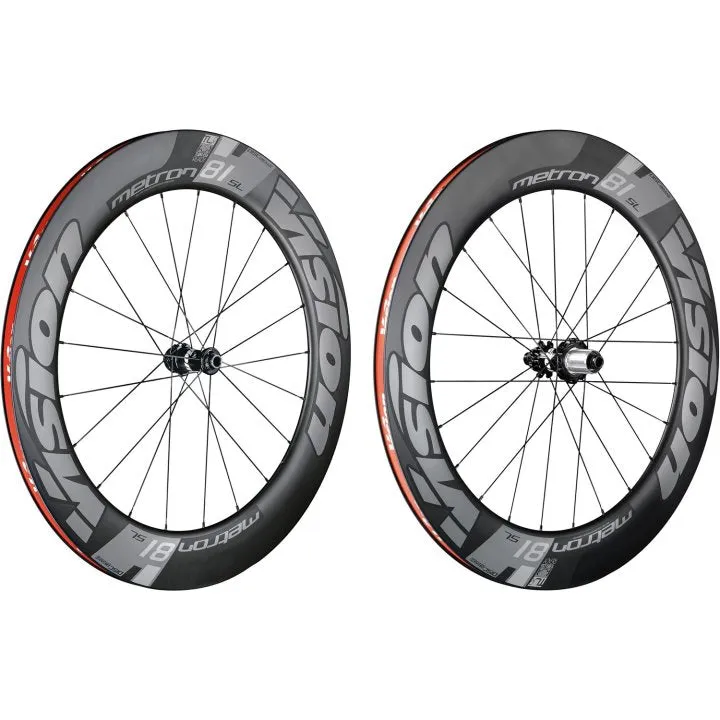 Vision Metron 81 SL Carbon Tubeless Ready Disc Brake Wheel - Shimano (Black/Red)